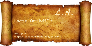 Lacza Arikán névjegykártya